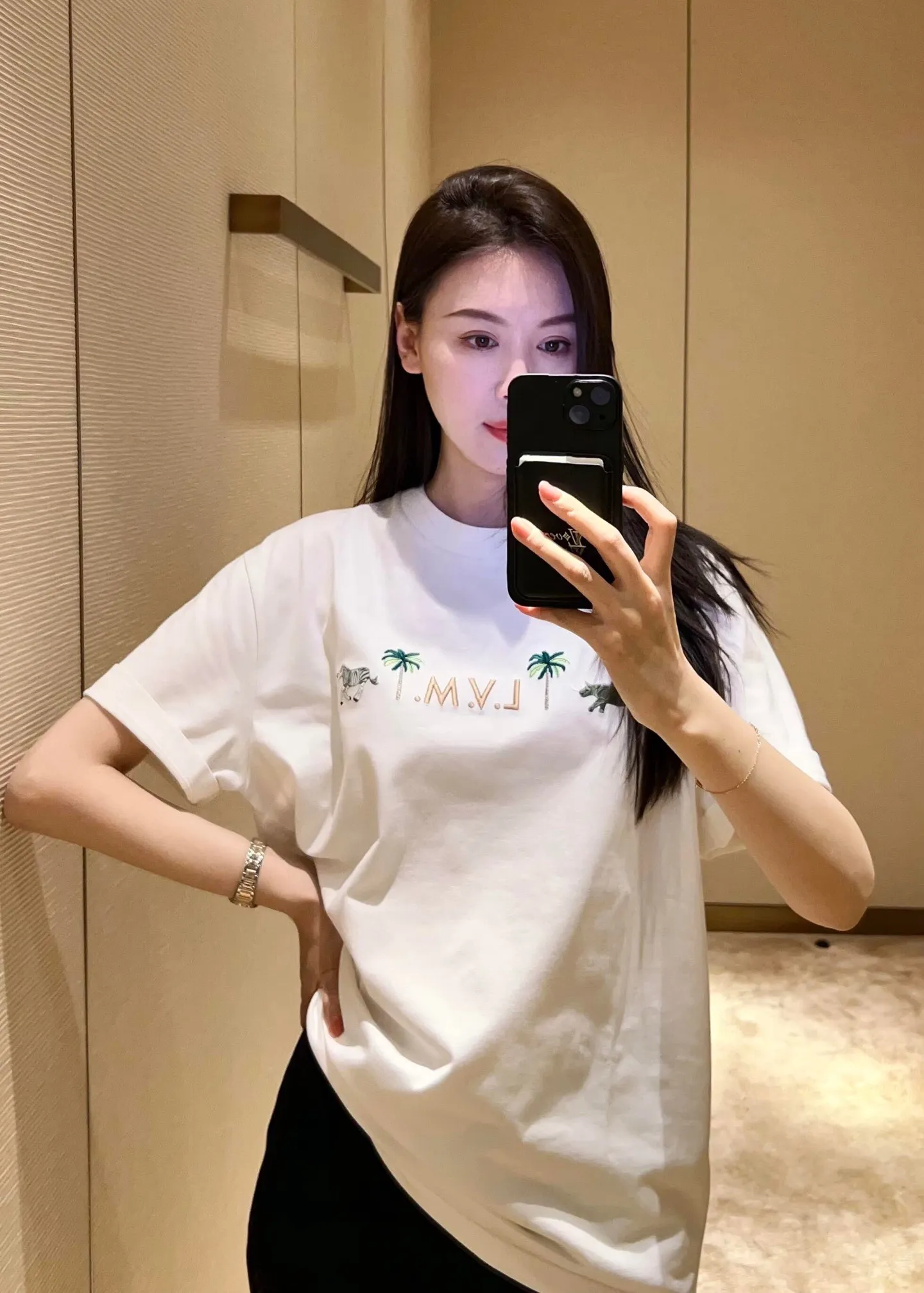 Louis Vuitton/Louis Vuitton 26ss animal embroidered short sleeves